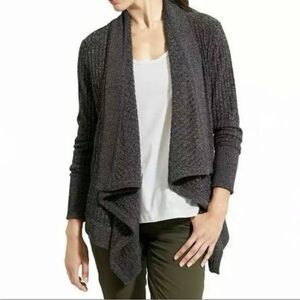 Athleta Gray Tiburon Open Front Waterfall Ribbed Cardigan Sweater size small